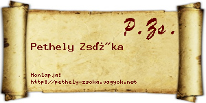 Pethely Zsóka névjegykártya